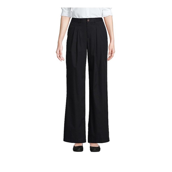 Women's High Rise Crisp Poplin Chino Wide Leg Pants - Picture 1 of 3